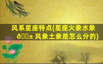 风系星座特点(星座火象水象 🐱 风象土象是怎么分的)